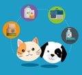 Pet shop products set icons