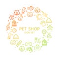 Pet Shop Round Design Template Thin Line Icon Concept. Vector