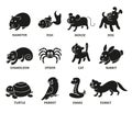 Pet shop, set silhouette types of pets