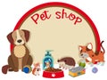 Pet shop sign template with many pets Royalty Free Stock Photo
