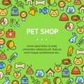 Pet Shop Signs Round Design Template Thin Line Icon Concept. Vector