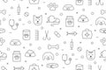 Pet shop, types of pets. Pattern vector line icons set.