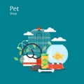 Pet shop vector flat style design illustration Royalty Free Stock Photo