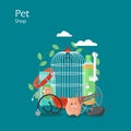 Pet shop vector flat style design illustration Royalty Free Stock Photo