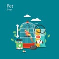 Pet shop vector flat style design illustration Royalty Free Stock Photo