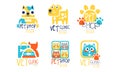 Pet Shop and Vet Clinic Graphic Emblem Original Design Vector Set Royalty Free Stock Photo