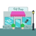 Pet Shops and stores front flat style. Vector illustration Royalty Free Stock Photo