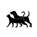 Pet silhouettes cat and dog vector illustration Royalty Free Stock Photo