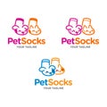 Pet Socks Hand Puppets Logo, Stuffed cats and dogs logo icon