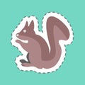 Pet Squirrel Sticker in trendy line cut isolated on blue background