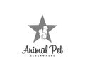 Pet star Logo dog cat design vector template. Animals Veterinary clinic Logotype concept outline icon Royalty Free Stock Photo
