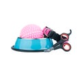 Pet nail scissors , collars, stainless Bowls and Rubber toy