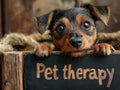Pet therapy text written on a blackboard. Royalty Free Stock Photo