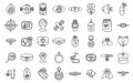 Pet tracker icons set outline vector. Animal care control