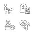 Pet treatment services linear icons set Royalty Free Stock Photo