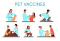 Pet vaccination set. Veterinary doctor making a vaccine injection Royalty Free Stock Photo