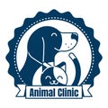 Pet Vet Animal Clinic Circle Emblem in Line Art