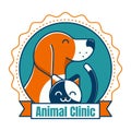 Pet Vet Animal Clinic Circle Emblem in Line Art