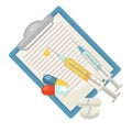 Pet vet veterinary animal clinic pills and diagnosis syringe vector flat icon Royalty Free Stock Photo