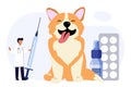 Pet vet veterinary doctor animal clinic Dog pills flat icon Royalty Free Stock Photo