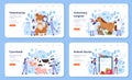 Pet veterinarian web banner or landing page set. Veterinary doctor