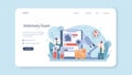 Pet veterinarian web banner or landing page. Veterinary doctor checking