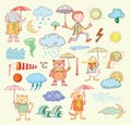 Pet weather elements, vector illustration