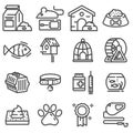 Pet web line icon set.