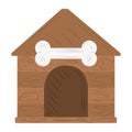 pet wooden house with bone white background Royalty Free Stock Photo