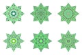 Petal star symbol set - geometrical vector elements