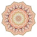 Vector abstract ethnic sunny mandala with orange colors Royalty Free Stock Photo
