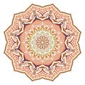 Vector abstract ethnic sunny mandala with orange colors