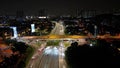 Aerial view NPE and LDP highway car traffic in night