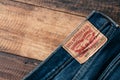 Detail of the back of a pair of levi`s jeans Royalty Free Stock Photo