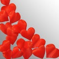 Petals in heart shape over gray background - frame Royalty Free Stock Photo