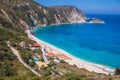 Petani Beach, Kefalonia island, Ionian sea, Greece. View from the coast road in summer. Royalty Free Stock Photo