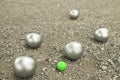 Petanque balls in the playing field Royalty Free Stock Photo