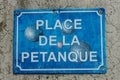 Petanque boule sign in washed out blue