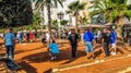 Petanque competitions on the waterfront in Lloret de Mar, Spain