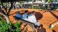 Petanque competitions on the waterfront in Lloret de Mar, Spain