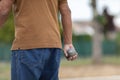 Petanque player who is about to throw his ball Royalty Free Stock Photo