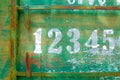 Petanque scoreboard number on green rusty metal texture plate