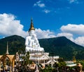 Petchabun , Thailand , August 8, 2019 : White five Buddha at Wat Pha son Kaew beautiful landmark at Petchabun , Thailand.