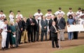 Peter Angelos addresses the crowd during Cal Ripken, Jr ceremony Royalty Free Stock Photo