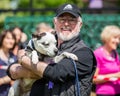 Peter Egan judging a dog show on Hamstead heath in a London Royalty Free Stock Photo