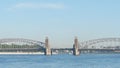 Peter the Great Bridge over the Neva river in the sunny day - St Petersburg, Russia Royalty Free Stock Photo