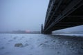 Peter the Great bridge in winter Royalty Free Stock Photo