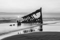 Peter Iredale shipwreck in black and white Royalty Free Stock Photo