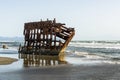 Peter Iredale Shipwreck on late afternoon, Fort Stevens State Park, Pacific Coast, Astoria, Oregon, USA