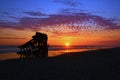 Peter Iredale Shipwreck at sunset Royalty Free Stock Photo